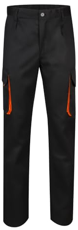 Velilla 103004 - Pantalon multipoches (taille 42) couleur noir et orange