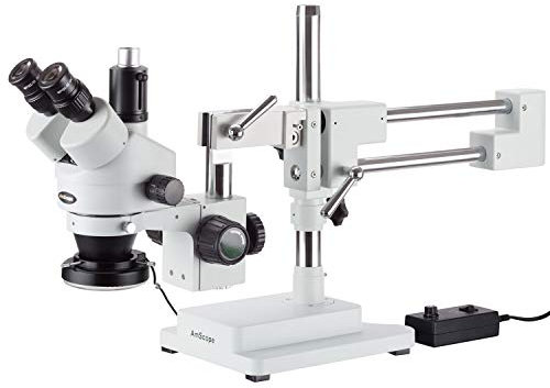 AmScope SM-4TZ-144 Trinokulares Stereomikroskop mit 144-LED-Ringlicht, 3.5X-90X, Weiß