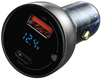 Baseus Car Charger Particular Digital Display C+U, PD 3.0 QC 4.0+, SCP, PPS, 5A, 65W Silver (CCKX-C0A)
