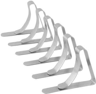 Coghlan's Stainless Steel Tablecloth Clamps – Durable, Reusable Clips for Securing Table Covers at Picnics, Camping, and Outdoor Dining – Set of 6 (Fits Tables up to 2 Inches Thick)