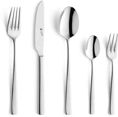 Paul Wirths 24 Set di Posate Pezzi, per 6 Persone, 18/10, in Acciaio Inox lucidato, Pure 90, w10090510, Acciaio Inox, Argento, 30 Pezzi