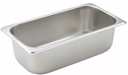 Winco 1/3 Size Pan, 4-Inch,Stainless Steel,Medium, 12.75D x 7W x 4H