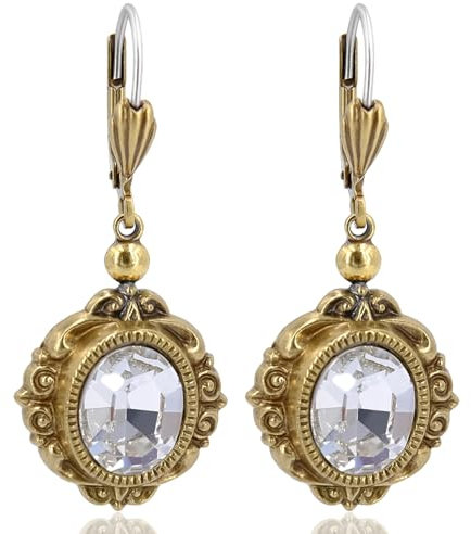 Jugendstil Ohrringe mit Markenkristallen Gold Ohrhänger NOBEL SCHMUCK