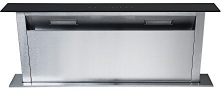 Cookology CDD900BK 90cm Downdraft Cooker Recirculating Chimney Hood Kitchen Island Extractor Fan, 4 Speed Touch Control with LED Light - in Stainless Steel