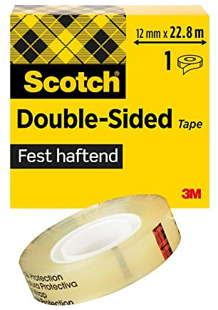 Scotch Doppelseitiges Klebeband, Transparent - 1 Rolle, 12 mm x 22.8 m - Klares Doppelseitiges Klebeband, Stark klebend für Scrapbooking, Basteln und Projekte, Fotoverträglich