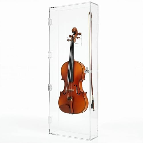 Violin Display Case - Fiddle Ukulele Acoustic Violin Case -Clear Acrylic Display Case with Hanger 30 Height