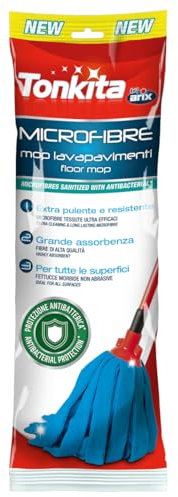 TONKITA | Microfibre Mop Ricambio per Mocio, Lavapavimenti, Universale, per Tutti i Pavimenti, Fettucce Tessute, Facile Strizzo - Made in Italy