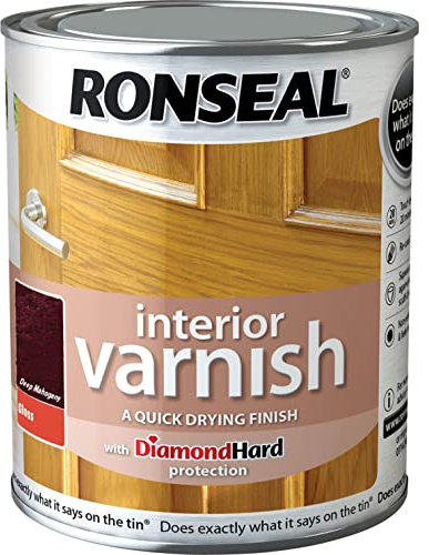 Ronseal RSLINGDM250 250ml Quick Dry Gloss Interior Varnish - Deep Mahogany
