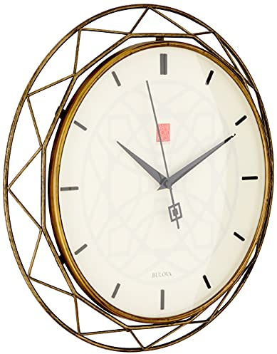 Bulova Clocks C4834 Luxfer Prism 14 Inch Frank Lloyd Wright Inspired Wall Clock