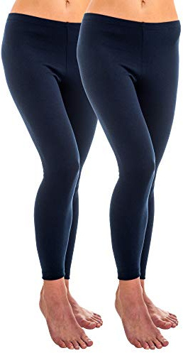 HERMKO 1720 2-pack damleggings av 100 % ekologisk bomull, leggings, marinblå, 3XL