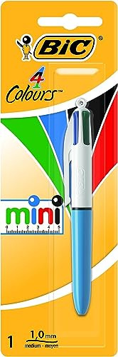 BIC 4 Couleurs Mini - Stylo-Bille Rétractable avec Pointe Moyenne (1,0 mm) - Format Mini - Blister de 1