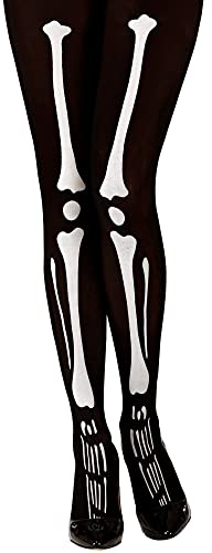 W WIDMANN MILANO Party Fashion - Leotardos esqueleto, 40 DEN, blanco y negro, Halloween, carnaval, fiesta temática