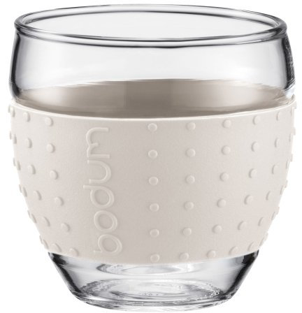 Bodum PAVINA 2-teiliges Gläser-Set (Rutschfester, farbiger Silikonring, 0,35 liters) cremefarben, Creme