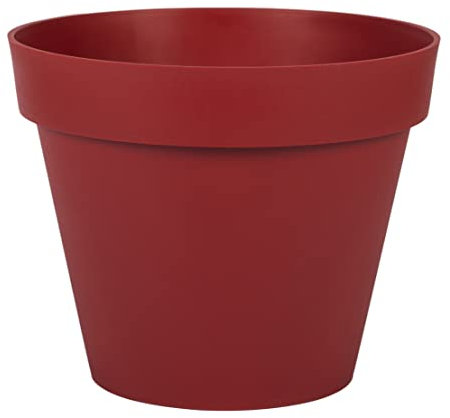 EDA - Pot de Fleur Rond Toscane Ø 30 cm - Volume 10 L - Ø 29,5 x H.24 cm - Rouge Rubis