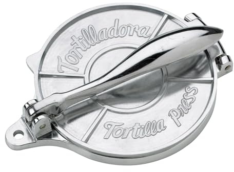 HIC Kitchen Taco Making Tools, Tortilla Press, Heavyweight Aluminum, Forms 6-Inch Tortillas and Artisan Flatbreads