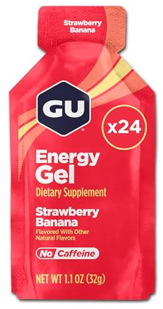 GU Energy gel, jordgubbsbanan (jordgubbsbanan), låda med 24 x 32 g