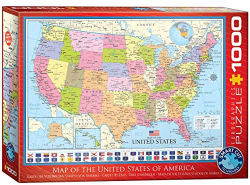 Puzzle „Map of the United States of America“ („Karte der Vereinigten Staaten“), 6000-0788, von Eurographics (1000 Teile)