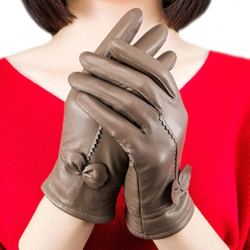 Gants de luxe Fletion - En cuir d'agneau - Avec doublure en polaire - Pour femme