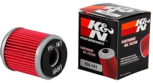 K&N Motorcycle Oil Filter: High Performance, Premium, Designed to be used with Synthetic or Conventional Oils: Fits Select Yamaha Vehicles, KN-141