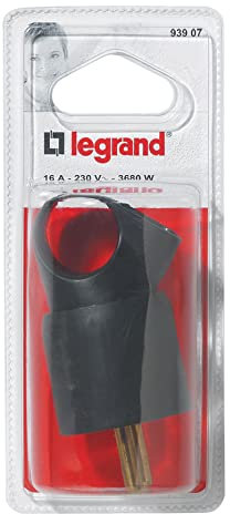 LEGRAND - Fiche Mâle Avec Terre Annela - Fiche Electrique Plastique avec Serre-Câble à Vis + Anneau - 16A - Noire, Noir