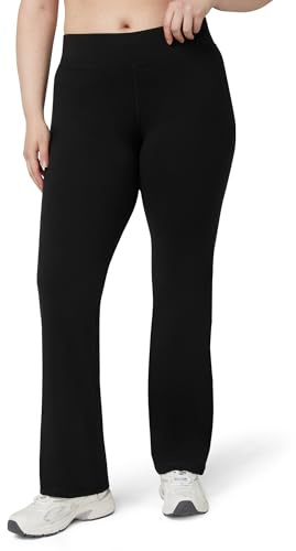 No nonsense Women's Flared Leggings & Lounge Pants, Stay-in-place Wide Waistband, Cotton Blend, No Show Coverage - Black - X-Large