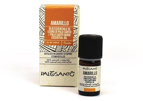 Olio Essenziale di Palo Santo Amarillo - 100% naturale ed Originale per Aromaterapia - Olio di Palo Santo ideale per Diffusore ad Ultrasuoni - Qualità sciamanica - 5 ml