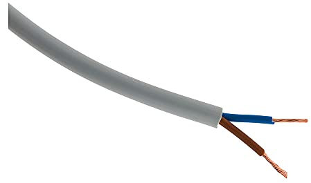 Zenitech - Câble d'Alimentation Électrique H05VV-F 2x 1,5mm² - Souple et Facile à Installer - Résistant à l'Abrasion - Gris - 10m