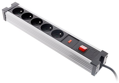 Bloc parafoudre 5x16A avec Interrupteur - Noir - Zenitech