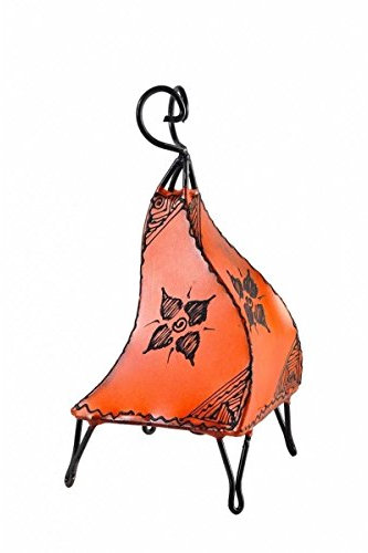 orientale lampada a stelo marokkanische Henna lampada Pelle lampada da tavolo lampada da terra piantana mellah Orient 40 cm, Orange, E14 40.0 wattsW