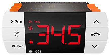 Termostato Digital Calefacción y Refrigeración y Descongelación, Boton Tactil Digital de Facil Uso, con Dos Relés Control de Enfriamiento y Descongelamiento, dos sondas, 220v,