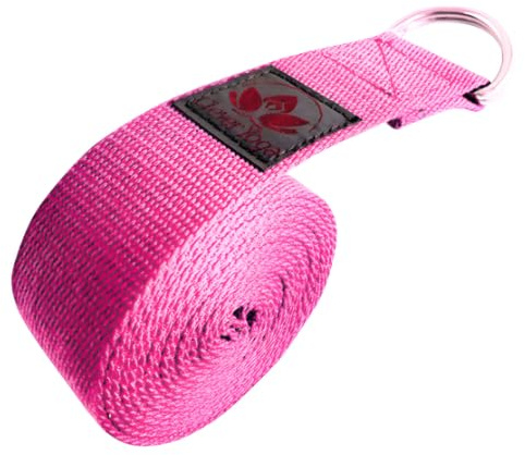 Clever Yoga - 8 ft Yoga Strap for Exercise & Physical Therapy, Leg Stretching Strap Yoga Accessories & Stretching Equipment, Leg Stretcher for Women & Men, Home Workout Essentials - Pink