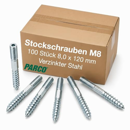 PARCO stockskruvar, förzinkade 8,0 x 120 mm