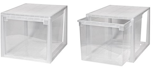 Kreher 2 Stück Schubladenboxen mit Nutzvolumen 50 Liter pro Box. Passend für z.B. Pullover, Shirts, Hosen, Papier, etc.Maße pro Box: 39,6 x 52 x 33,9 cm
