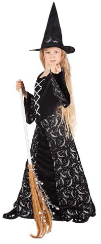 Boland - Costume d'ensemble sorcière magique pour enfants, robe longue avec chapeau, costume pour carnaval, Halloween ou fête à thème, Noir