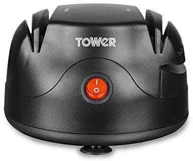 Tower affilacoltelli elettrico con doppie ruote smerigliatrici – nero