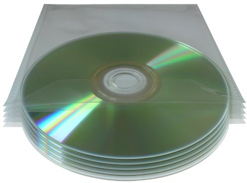200x 80 Micron Clear Plastic CD/DVD Sleeves With Flaps