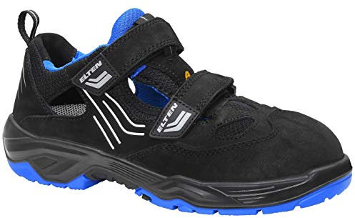 ELTEN Sicherheitsschuhe Ambition Blue Easy ESD S1, Damen und Herren, Leder/Textil, Stahlkappe, leicht, sportlich 43, Schwarz-Blau