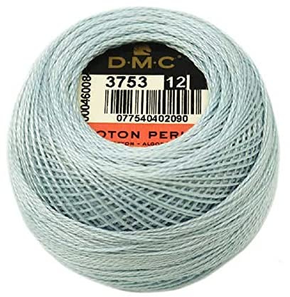 DMC 116 12-3753 Bolas de hilo de algodón perlado, azul antiguo ultra muy claro, tamaño 12