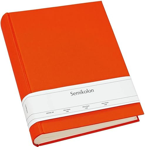 Semikolon 351033 Foto-Album Classic Large - 24,5 x 30,5 cm - 130 Seiten cremefarben, für 260 Fotos - orange orange