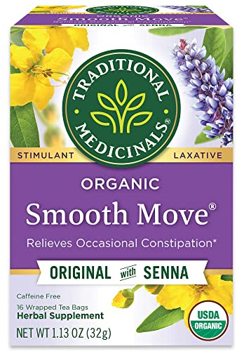 Traditional Medicinals Organic Smooth Move Laxative Tea, 16 Tea Bags (Pack of 1)