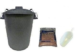 KetoPlastics 50 Litre COLOURED DOMESTIC GRIT ROCK SALT BIN Dustbin De-Ice 50L Storage Container (BLACK)
