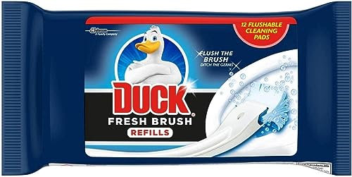 Duck Fresh Brush Refills, Flushable Toilet Bowl Cleaning Pads, Pack of 1 (Total of 12 Refill Pads)