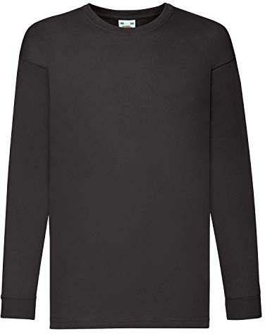 Fruit of the Loom Mens Valueweight Crew Neck Long Sleeve T-Shirt (XL) (Black)