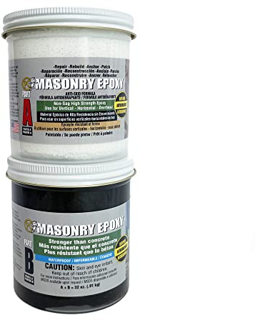 PC Products PC-Masonry Epoxy Adhesive Paste, Two-Part Repair, 32 oz in Two Jars, Gray 73209 (Pack of 1)