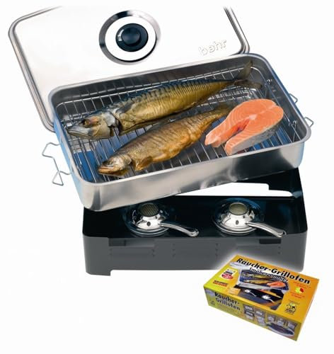 Behr Edelstahl-Tischräucherofen mit Räucherlauge Forelle ungarisch