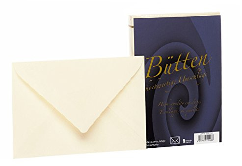 Rössler - Sobres de papel artesanal DIN C6, 25 unidades, marfil | Sobres sin ventana DIN C6 para papel de carta, invitaciones, tarjetas de felicitación y de boda