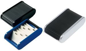 helit Visitenkartenbox Linear , schwarz/blau