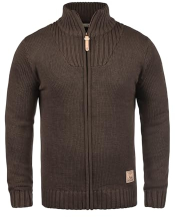 !Solid SDPoul Homme Veste en Tricot Cardigan Pull à Mailles épaisse avec col Montant Regular Fit, Taille:3XL, Couleur:Coffee Bean Melange (8973)