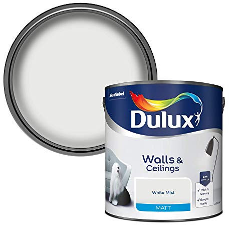 Dulux Matt Emulsion Paint For Walls And Ceilings - White Mist 2. 5 Litres