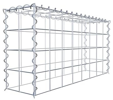 GABIONA Cesta de piedra de gavión rectangular, malla de 10 x 10 cm, profundidad de 20 cm, cesta de cultivo tipo 3, cierre de espiral, galvanizado (80 x 40 x 20 cm)